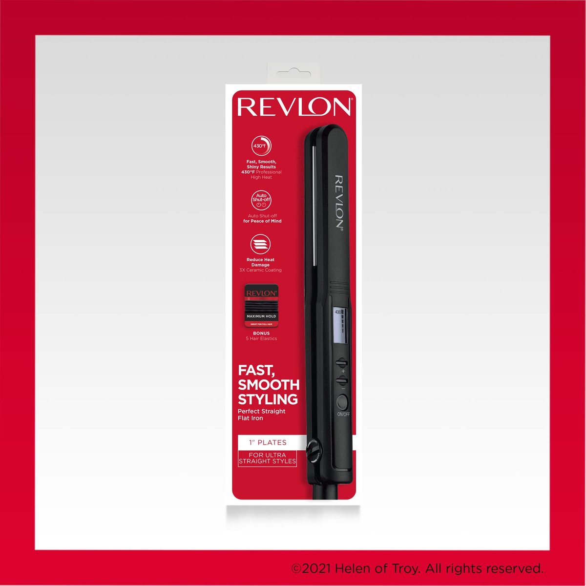 REVLON Perfect Heat Ceramic Digital Flat Iron – 1 Inch, Black Avelisse
