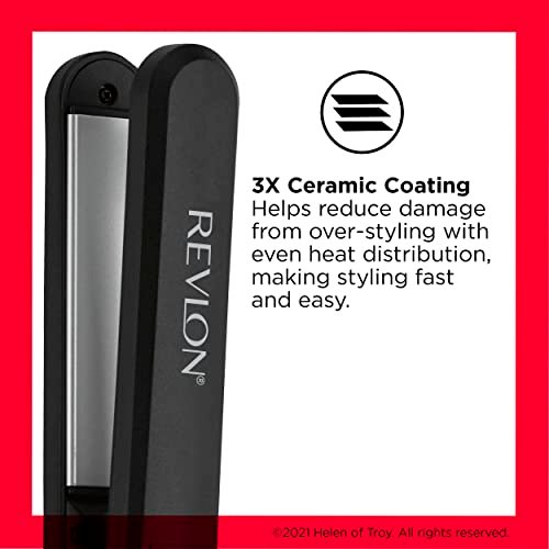 REVLON Perfect Heat Ceramic Digital Flat Iron – 1 Inch, Black Avelisse