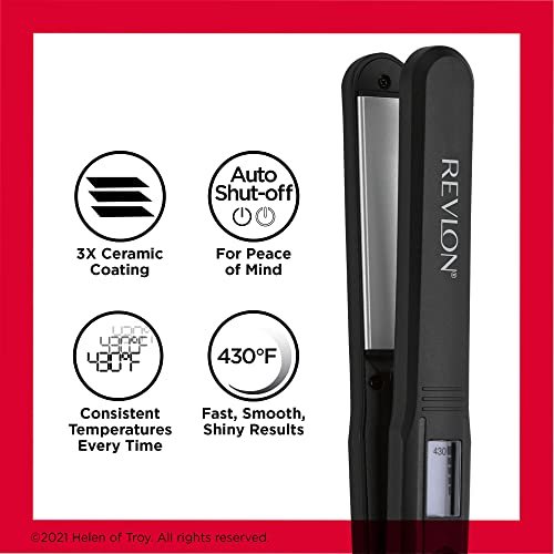 REVLON Perfect Heat Ceramic Digital Flat Iron – 1 Inch, Black Avelisse