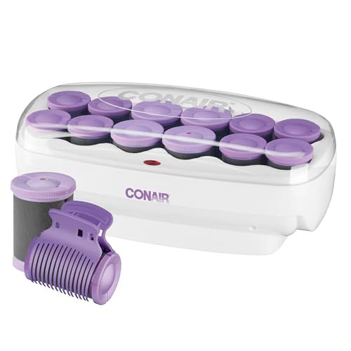 Conair Ceramic Flocked Hot Rollers for Long, Medium & Short Hair - 12 Heated Rollers (1.5" & 1.75") with Clips for Volume & Curls Avelisse