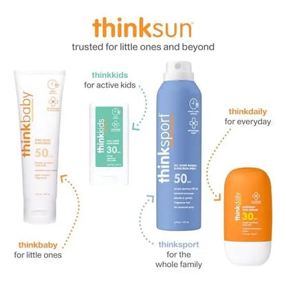 Thinkkids Safe Mineral Sunscreen SPF 50+ for Children, 3 Fl Oz, Natural, Water Resistant, Reef Safe, Broad Spectrum UVA/UVB Avelisse