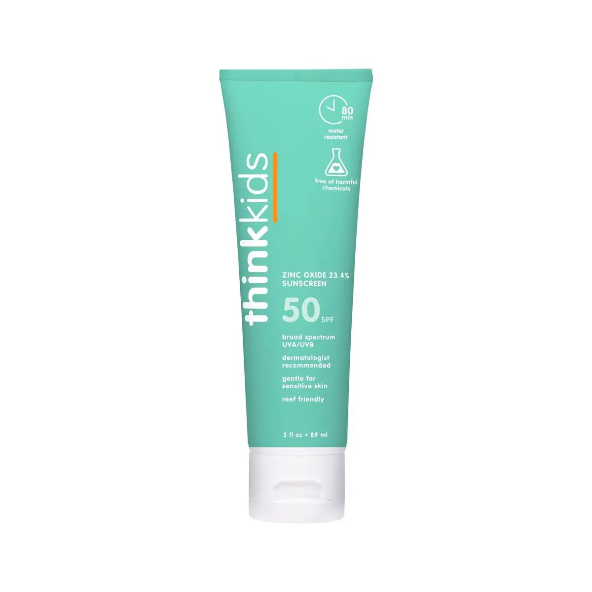 Thinkkids Safe Mineral Sunscreen SPF 50+ for Children, 3 Fl Oz, Natural, Water Resistant, Reef Safe, Broad Spectrum UVA/UVB Avelisse