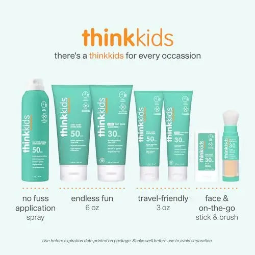 Thinkkids Safe Mineral Sunscreen SPF 50+ for Children, 3 Fl Oz, Natural, Water Resistant, Reef Safe, Broad Spectrum UVA/UVB Avelisse