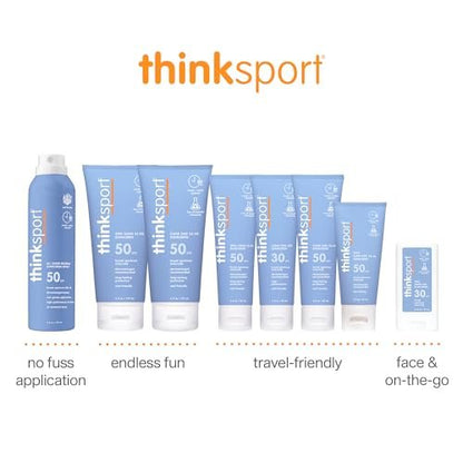 Thinksport SPF 50 Mineral Sunscreen – Safe, Natural Sunscreen for Sports & Active Use – Water Resistant Sun Cream – UVA/UVB Sun Protection – Vegan, Reef Friendly Sun Lotion, 3 Fl Oz