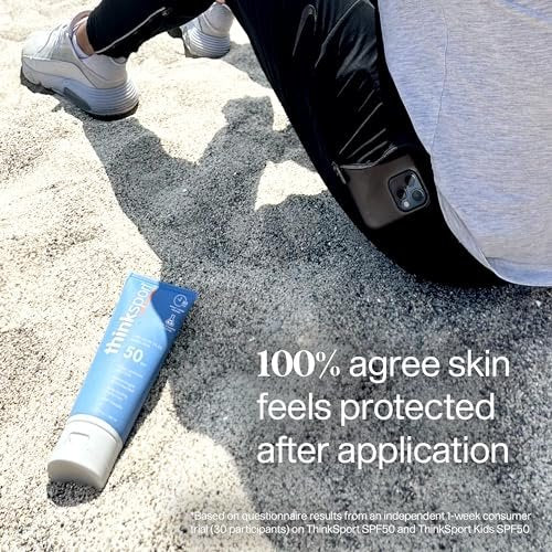 Thinksport SPF 50 Mineral Sunscreen – Safe, Natural Sunscreen for Sports & Active Use – Water Resistant Sun Cream – UVA/UVB Sun Protection – Vegan, Reef Friendly Sun Lotion, 3 Fl Oz - görsel 5