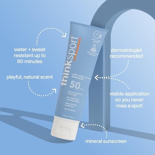 Thinksport SPF 50 Mineral Sunscreen – Safe, Natural Sunscreen for Sports & Active Use – Water Resistant Sun Cream – UVA/UVB Sun Protection – Vegan, Reef Friendly Sun Lotion, 3 Fl Oz - görsel 3