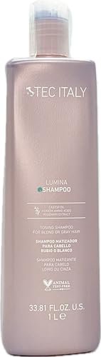 Tec Italy Lumina Shampoo for Blond and Gray Hair - 33.8 oz (1000 ml) - Color-Enhancing Purple Shampoo Avelisse