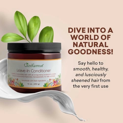 Just Nutritive Leave-In Conditioner – Multi-Tasking Formula for All Hair Types, Fights Frizz & Split Ends, Radiant Shine (16 oz) Avelisse