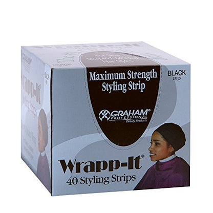 Graham Beauty Wrapp-it Styling Strips for Natural Hair Wrap and Molded Styles - 40 Black Strips