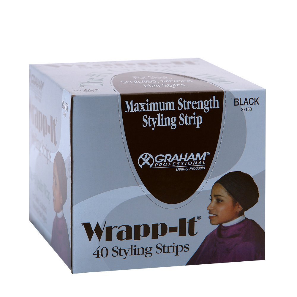 Graham Beauty Wrapp-it Styling Strips for Natural Hair Wrap and Molded Styles - 40 Black Strips - görsel 1
