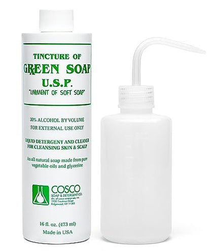 Cosco Tattoo Green Soap 16oz with Squeeze Bottle - Professional Tattoo & Piercing Cleaning Soap, Skin Prep Solution