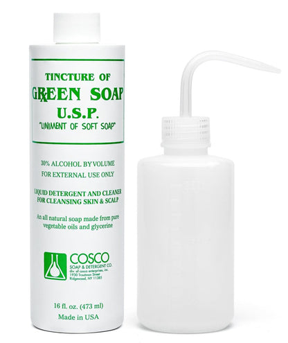 Cosco Tattoo Green Soap 16oz with Squeeze Bottle - Professional Tattoo & Piercing Cleaning Soap, Skin Prep Solution