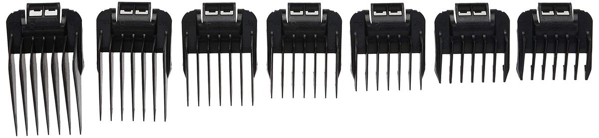 Andis 7-Piece Snap-On Comb Set for ML, GC & MBA Trimmers - Black Blade Attachments Avelisse