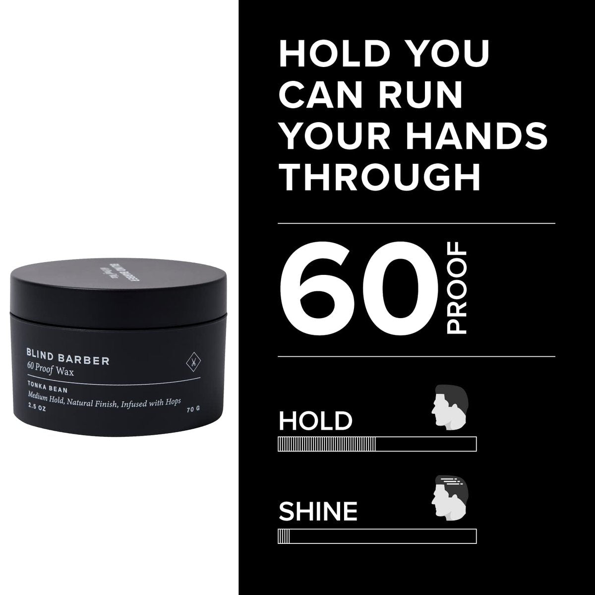 Blind Barber 60 Proof Hair Wax for Men – Water-Based, Medium Hold & Shine with Volumizing Hops Extract, Cruelty-Free, Tonka Bean Scent (2.5 oz) - görsel 5