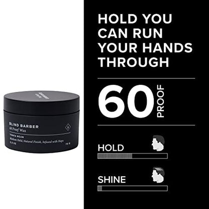 Blind Barber 60 Proof Hair Wax for Men – Water-Based, Medium Hold & Shine with Volumizing Hops Extract, Cruelty-Free, Tonka Bean Scent (2.5 oz)