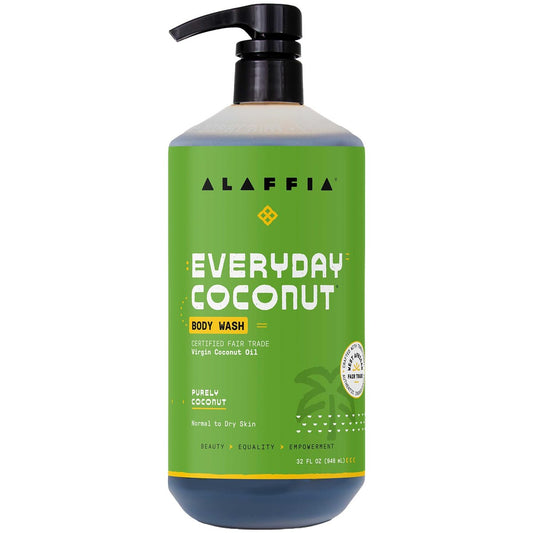 Alaffia Everyday Coconut Body Wash – Purely Coconut Gentle Skin Cleanser for Normal to Dry Skin, 32 oz
