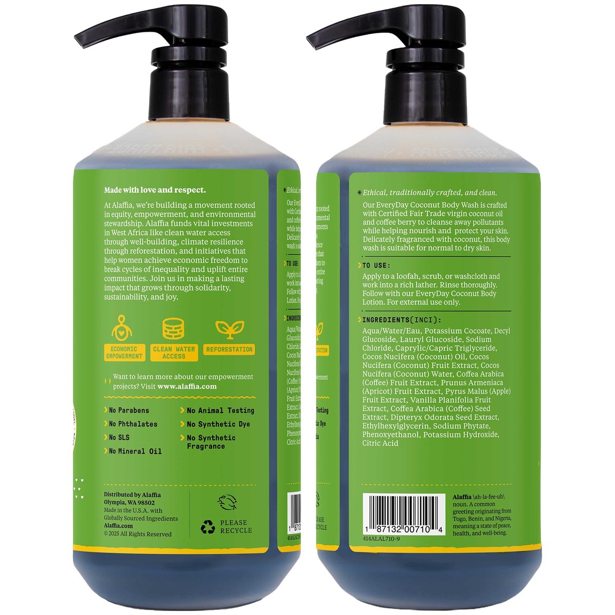 Alaffia Everyday Coconut Body Wash – Purely Coconut Gentle Skin Cleanser for Normal to Dry Skin, 32 oz - görsel 3