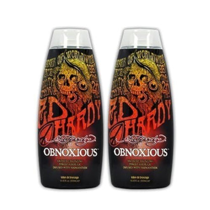 Ed Hardy Obnoxious Indoor Tanning Lotion Accelerator & Bronzer – Pack of 2 for Dark Tan Results Avelisse