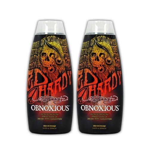 Ed Hardy Obnoxious Indoor Tanning Lotion Accelerator & Bronzer – Pack of 2 for Dark Tan Results Avelisse