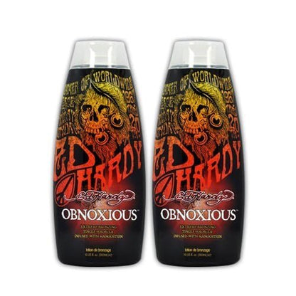Ed Hardy Obnoxious Indoor Tanning Lotion Accelerator & Bronzer – Pack of 2 for Dark Tan Results Avelisse