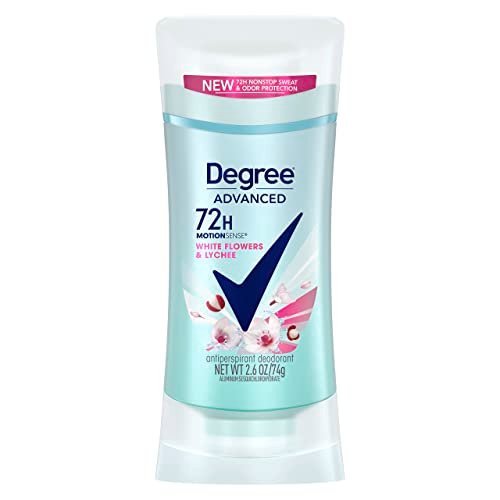 Degree Advanced Protection Antiperspirant Deodorant for Women, White Flowers & Lychee, 72-Hour Sweat & Odor Control, Body Heat Activated Technology, 2.6 oz - görsel 1