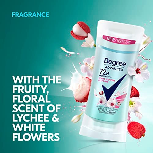 Degree Advanced Protection Antiperspirant Deodorant for Women, White Flowers & Lychee, 72-Hour Sweat & Odor Control, Body Heat Activated Technology, 2.6 oz - görsel 7