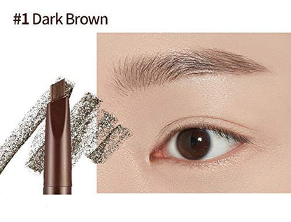 Etude House Drawing Eye Brow Pencil - Dark Brown (0.2 oz, 1 Count) - Long-Lasting Eyebrow Color for Natural-Looking Brows