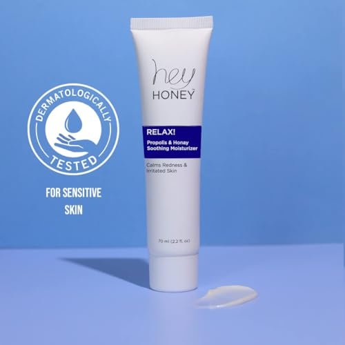 Hey Honey Skincare Relax - Instant Rosacea Relief Cream for Sensitive Skin | Calming Face Moisturizer for Facial Redness & Irritation | Dermatologist Tested, Oil-Free with Honey & Propolis | 2.2 Oz Avelisse