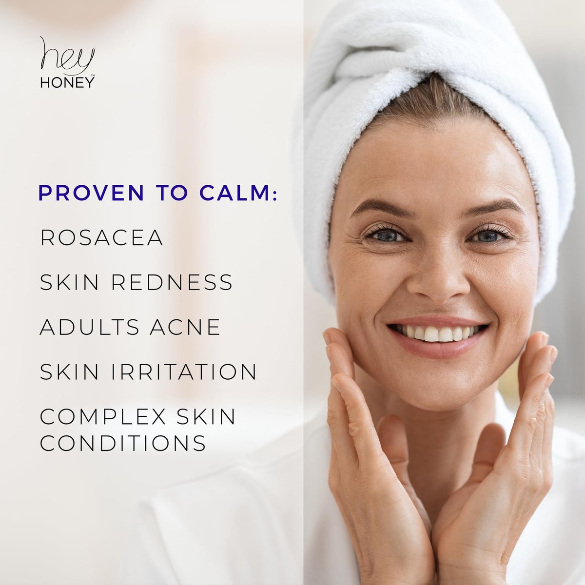 Hey Honey Skincare Relax - Instant Rosacea Relief Cream for Sensitive Skin | Calming Face Moisturizer for Facial Redness & Irritation | Dermatologist Tested, Oil-Free with Honey & Propolis | 2.2 Oz Avelisse