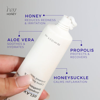 Hey Honey Skincare Relax - Instant Rosacea Relief Cream for Sensitive Skin | Calming Face Moisturizer for Facial Redness & Irritation | Dermatologist Tested, Oil-Free with Honey & Propolis | 2.2 Oz Avelisse