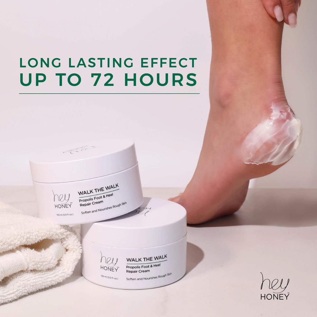 Hey Honey Walk the Walk Propolis Foot & Heel Cream – 72-Hour Hydration for Dry, Cracked Feet with Honey, Urea & Odor Control (5 oz) Avelisse