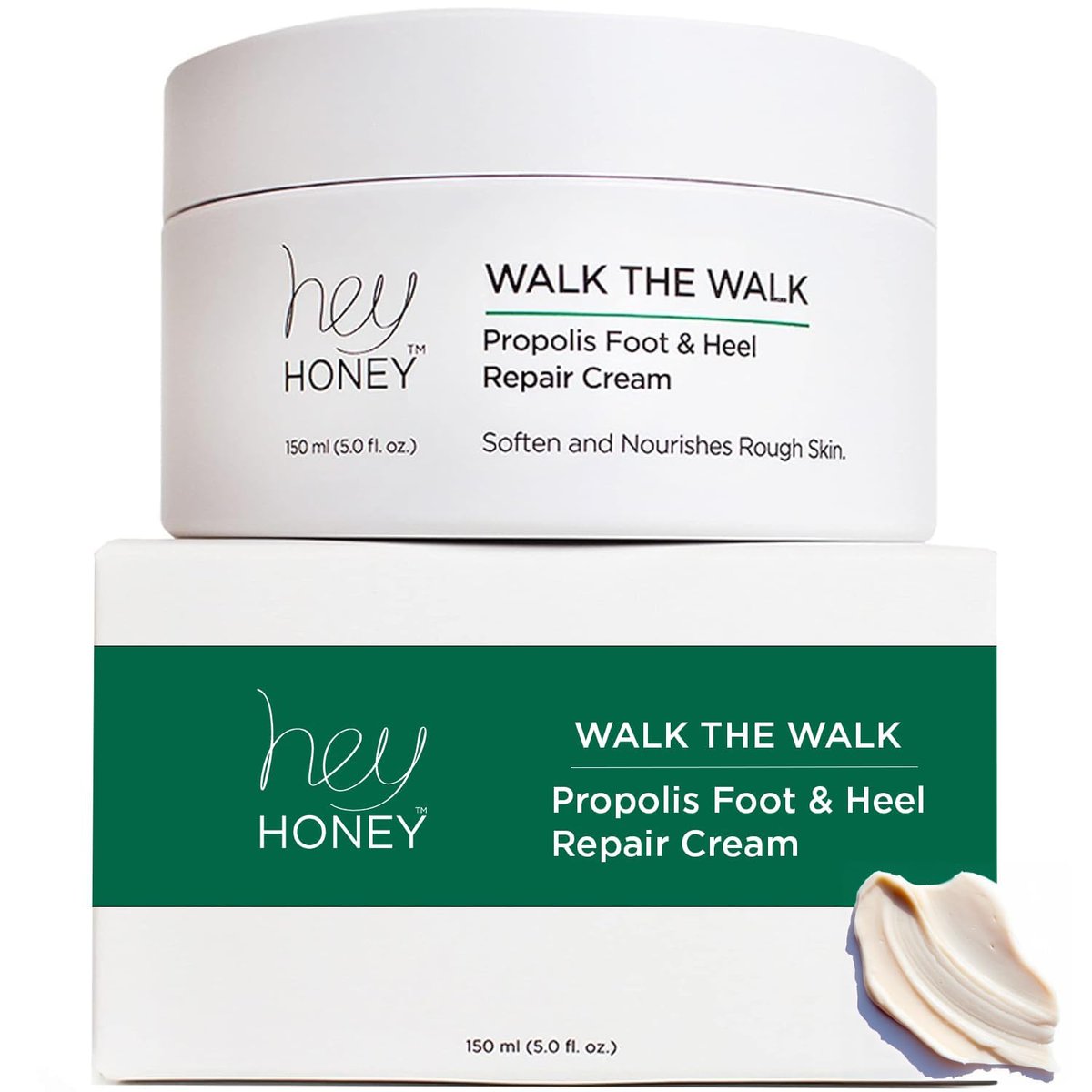 Hey Honey Walk the Walk Propolis Foot & Heel Cream – 72-Hour Hydration for Dry, Cracked Feet with Honey, Urea & Odor Control (5 oz) Avelisse