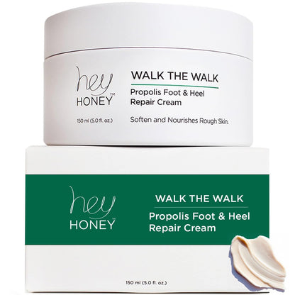 Hey Honey Walk the Walk Propolis Foot & Heel Cream – 72-Hour Hydration for Dry, Cracked Feet with Honey, Urea & Odor Control (5 oz) Avelisse
