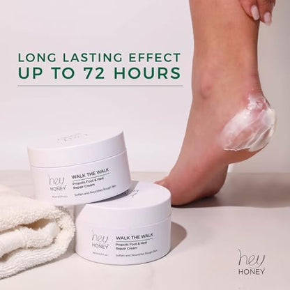 Hey Honey Walk the Walk Propolis Foot & Heel Cream – 72-Hour Hydration for Dry, Cracked Feet with Honey, Urea & Odor Control (5 oz) Avelisse