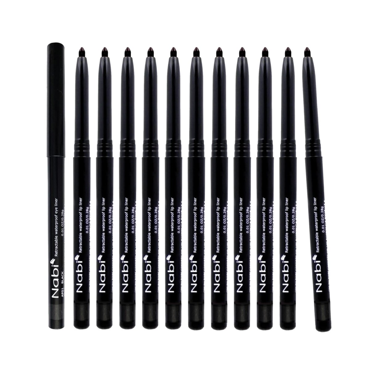 Nabi Retractable Waterproof Eyeliner Pencil – 12-Pack Smudge-Proof, Long-Lasting & Hypoallergenic Professional Makeup Eyeliner for Sensitive Eyes - görsel 1