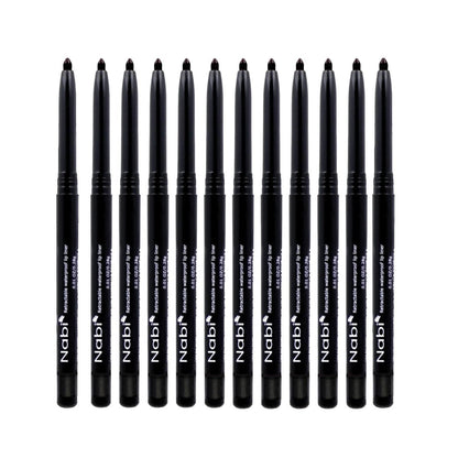 Nabi Retractable Waterproof Eyeliner Pencil – 12-Pack Smudge-Proof, Long-Lasting & Hypoallergenic Professional Makeup Eyeliner for Sensitive Eyes