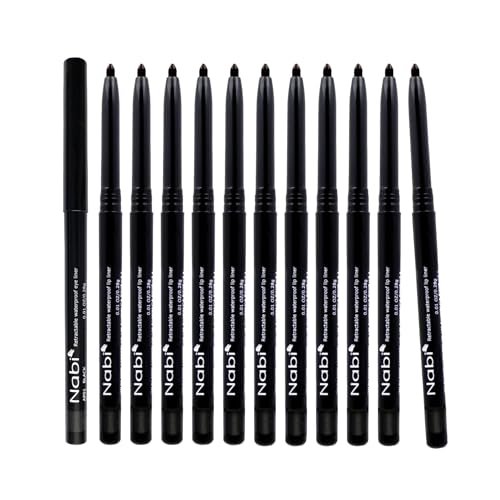Nabi Retractable Waterproof Eyeliner Pencil – 12-Pack Smudge-Proof, Long-Lasting & Hypoallergenic Professional Makeup Eyeliner for Sensitive Eyes - görsel 2