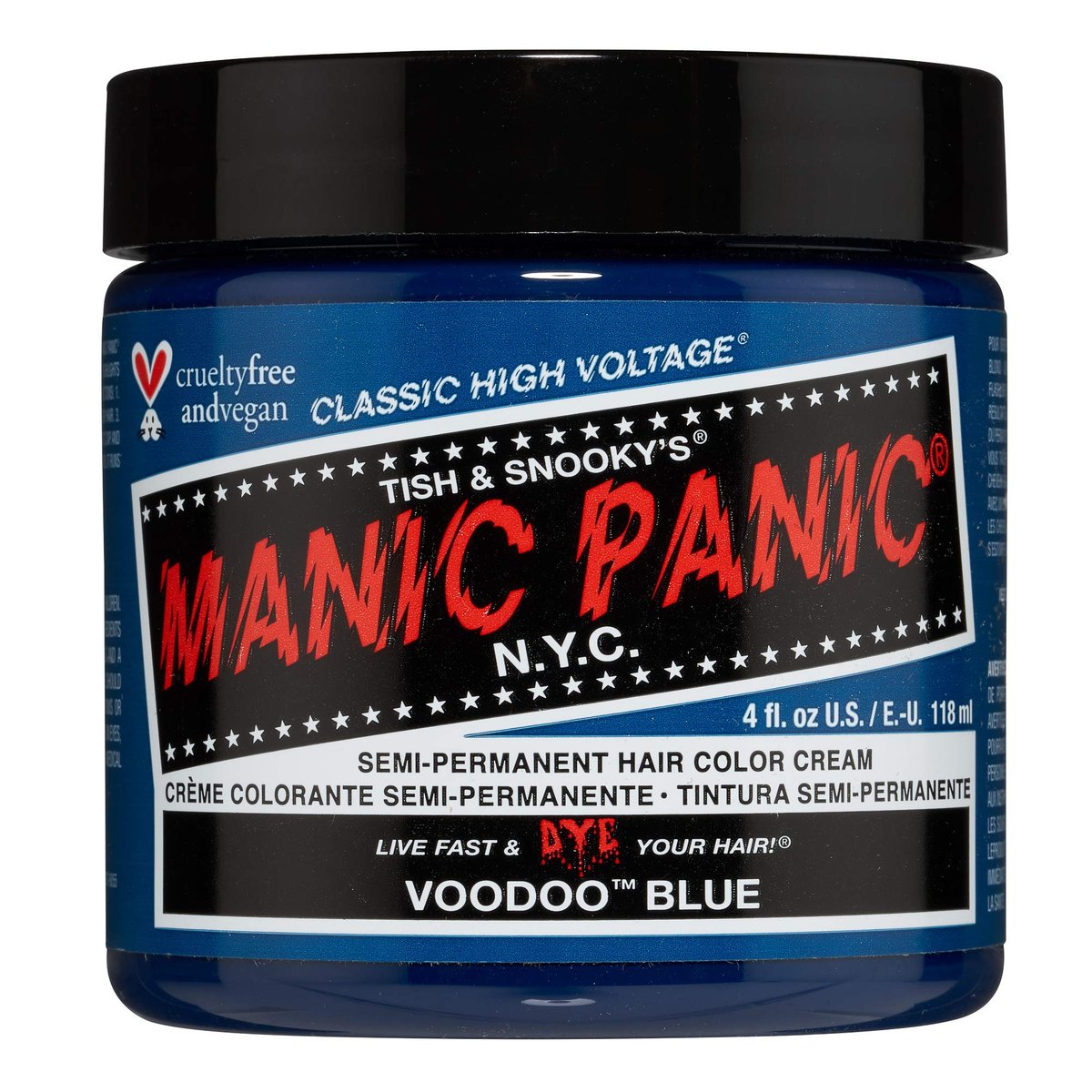 MANIC PANIC Classic Voodoo Blue Semi Permanent Hair Color - Dark Greenish Blue Hair Dye (4 oz) - Vegan & Cruelty-Free Avelisse