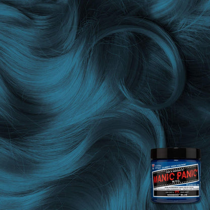 MANIC PANIC Classic Voodoo Blue Semi Permanent Hair Color - Dark Greenish Blue Hair Dye (4 oz) - Vegan & Cruelty-Free Avelisse