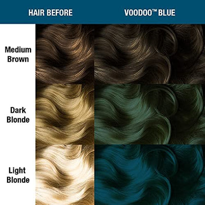 MANIC PANIC Classic Voodoo Blue Semi Permanent Hair Color - Dark Greenish Blue Hair Dye (4 oz) - Vegan & Cruelty-Free Avelisse