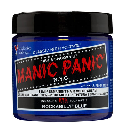 MANIC PANIC Classic Rockabilly Blue Semi Permanent Hair Color - True Neutral Blue Hair Dye for Women & Men, Vegan & Cruelty-Free (4 oz) Avelisse