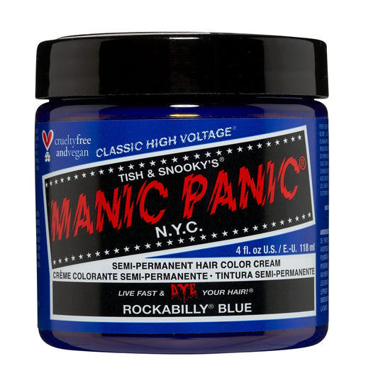 MANIC PANIC Classic Rockabilly Blue Semi Permanent Hair Color - True Neutral Blue Hair Dye for Women & Men, Vegan & Cruelty-Free (4 oz) Avelisse