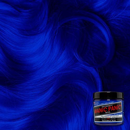 MANIC PANIC Classic Rockabilly Blue Semi Permanent Hair Color - True Neutral Blue Hair Dye for Women & Men, Vegan & Cruelty-Free (4 oz) Avelisse