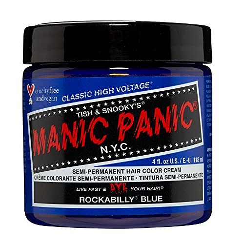 MANIC PANIC Classic Rockabilly Blue Semi Permanent Hair Color - True Neutral Blue Hair Dye for Women & Men, Vegan & Cruelty-Free (4 oz) Avelisse