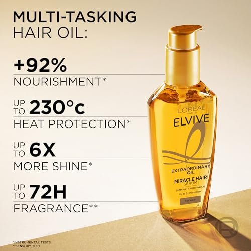 L'Oréal Paris Elvive Extraordinary Oil Miracle Hair Serum, Intense Nourishment, Up to 6x More Shine, Heat Protection up to 230°C, for All Hair Types, 100ml Avelisse
