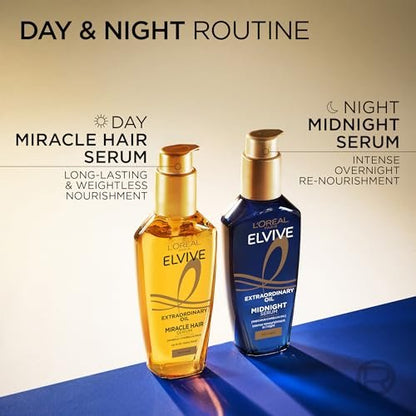 L'Oréal Paris Elvive Extraordinary Oil Miracle Hair Serum, Intense Nourishment, Up to 6x More Shine, Heat Protection up to 230°C, for All Hair Types, 100ml Avelisse