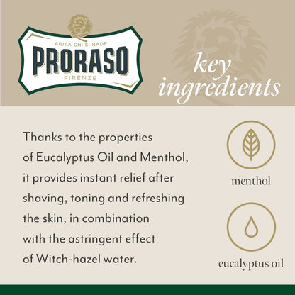 Proraso Refreshing After Shave Lotion – Eucalyptus & Menthol Splash for Men, 3.4 oz Avelisse