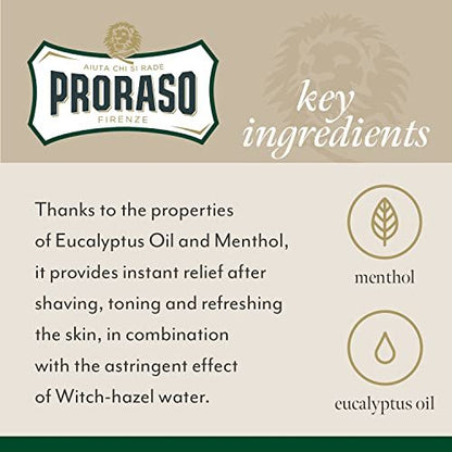 Proraso Refreshing After Shave Lotion – Eucalyptus & Menthol Splash for Men, 3.4 oz Avelisse
