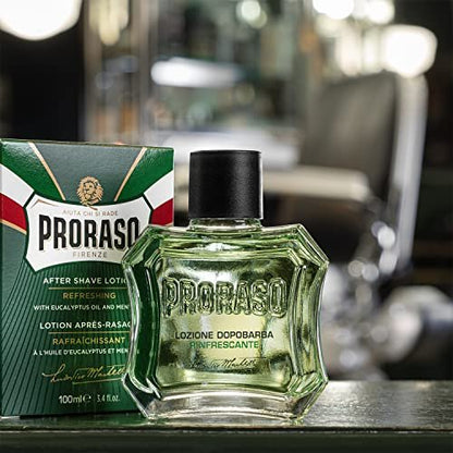 Proraso Refreshing After Shave Lotion – Eucalyptus & Menthol Splash for Men, 3.4 oz Avelisse