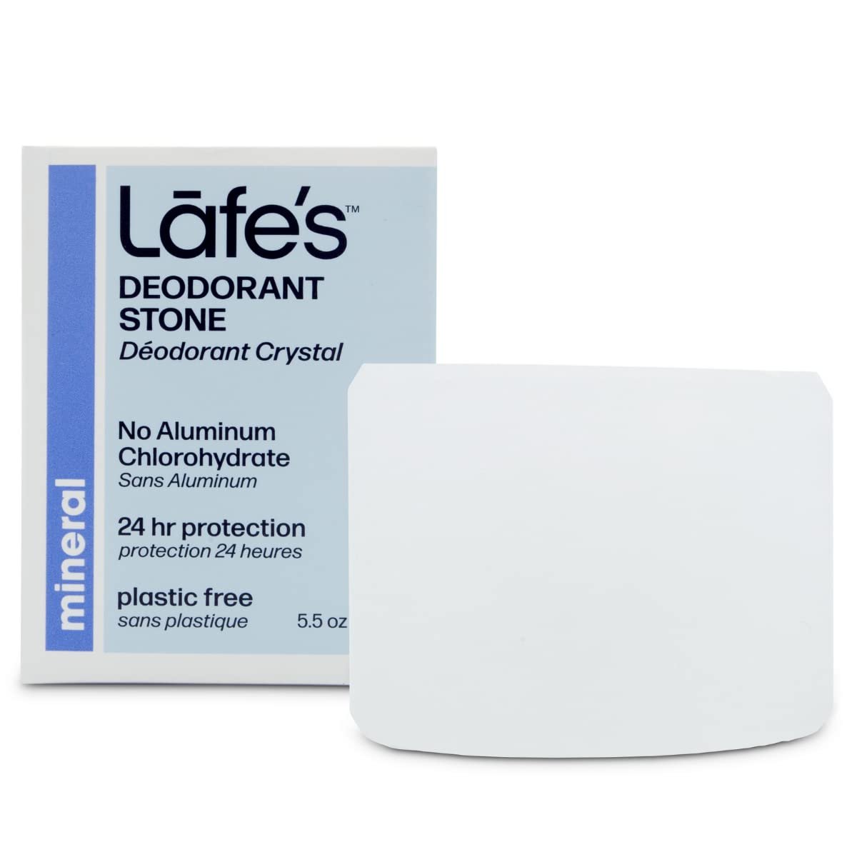 Lafe's Natural Deodorant Crystal Rock – Unscented, Aluminum Free, Plastic Free (5.5 oz) - görsel 1